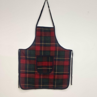 Avental xadrez vermelho, verde e amarelo com bolso
