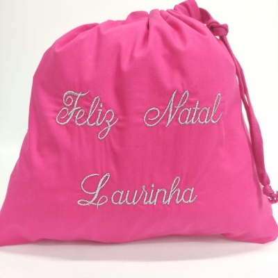 Saco cor-de-rosa com bordado Branco 