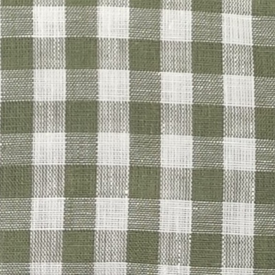 Tecido xadrez verde musgo e branco com textura de algodão