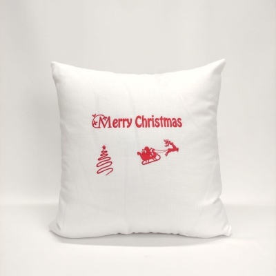 Almofada branca com estampa vermelha de Natal