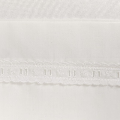 tecido branco com faixa de renda branca rendilhada decorativa