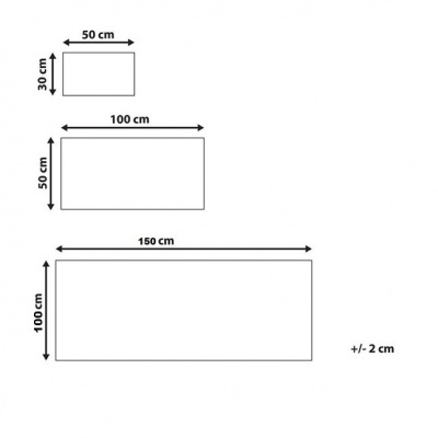 Diagramas de retângulos brancos com medidas em centímetros