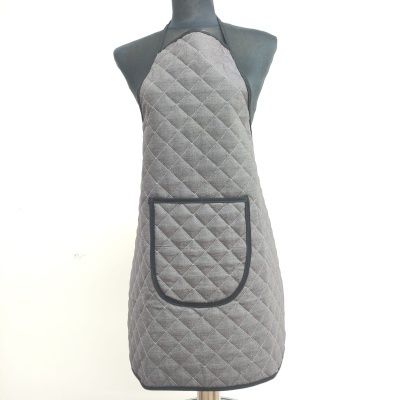 Avental de cozinha cinzento acolchoado com bolso frontal
