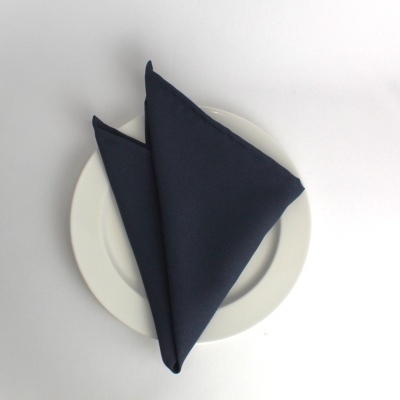 Guardanapo azul escuro sobre prato branco