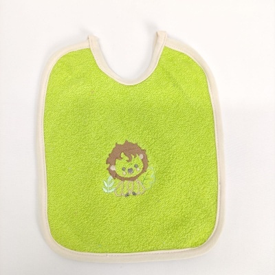 Babete para bebé verde com bordado de leão