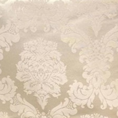 Tecido damasco bege com padrão floral e arabescos