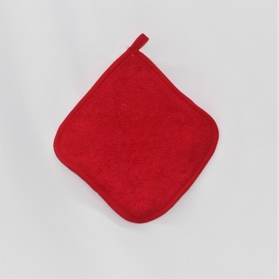 Pano de cozinha quadrado vermelho com aba para pendurar