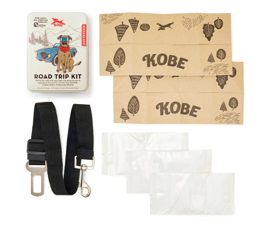 "DOG ROAD TRIP KIT" KIKKERLAND Kit de viagem para cães ROAD TRIP KIT com faixa preta e sacos transparentes