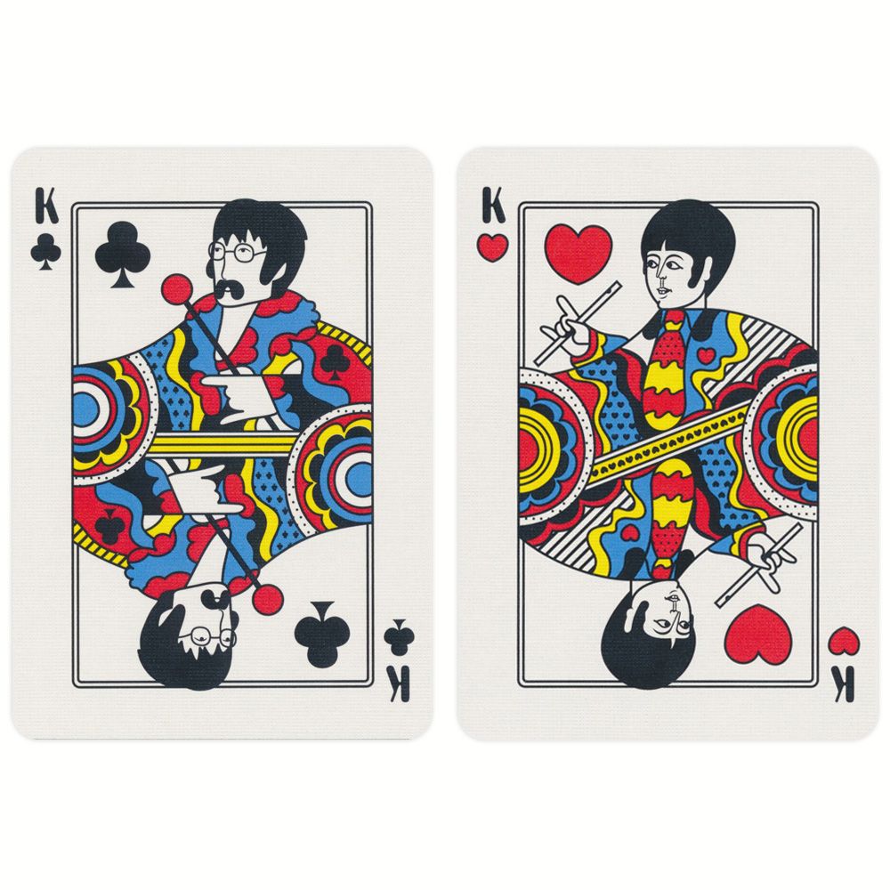 BARALHO DE CARTAS "YELLOW SUBMARINE, THE BEATLES " THEORY11 CARDSHOUSE Cartões de baralho rei de paus e rei de copas com ilustrações coloridas psicadélicas