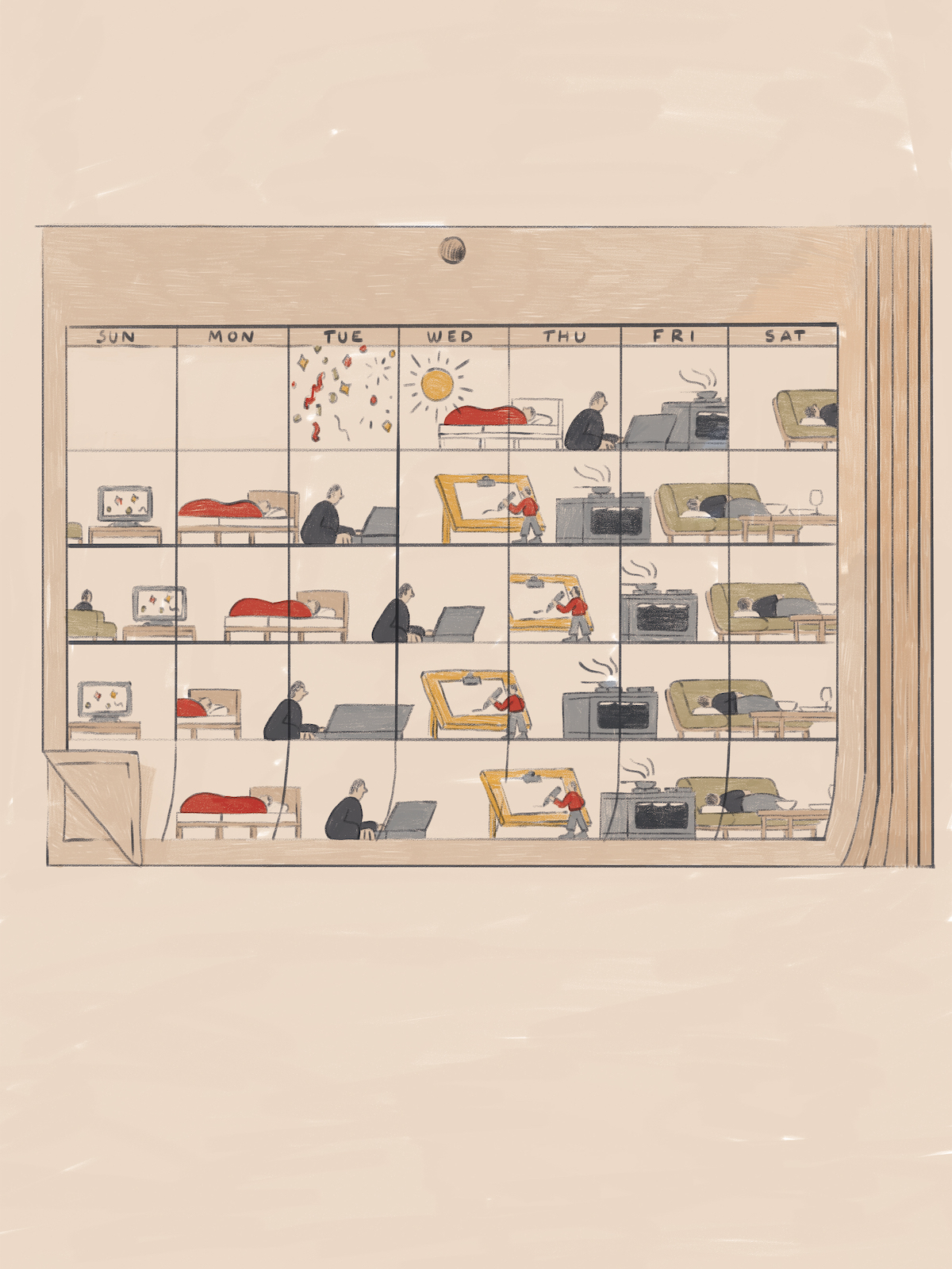 ILUSTRAÇÃO "LOOP" JOÃO COSTA Calendário ilustrado com atividades diárias em diferentes dias da semana