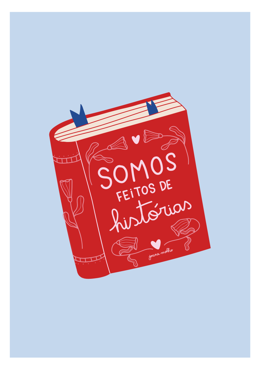 ILLUSTRATING FOR UKRAINE 52 🇺🇦 Livro vermelho com texto e ilustrações brancas em fundo azul claro