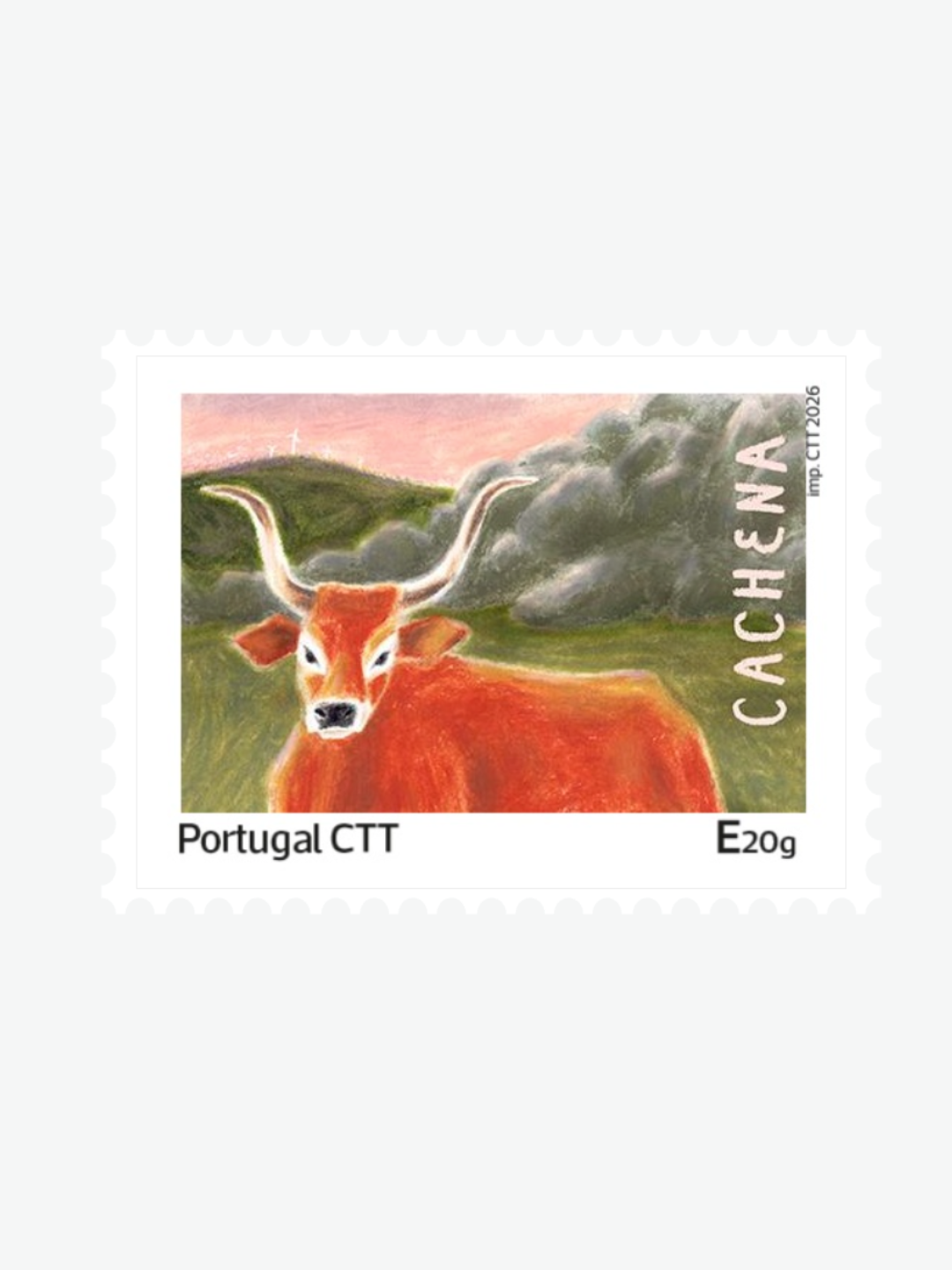 SELO "2. CACHENA" ANNA TUPOTA Selo postal com desenho de bovino Cachena