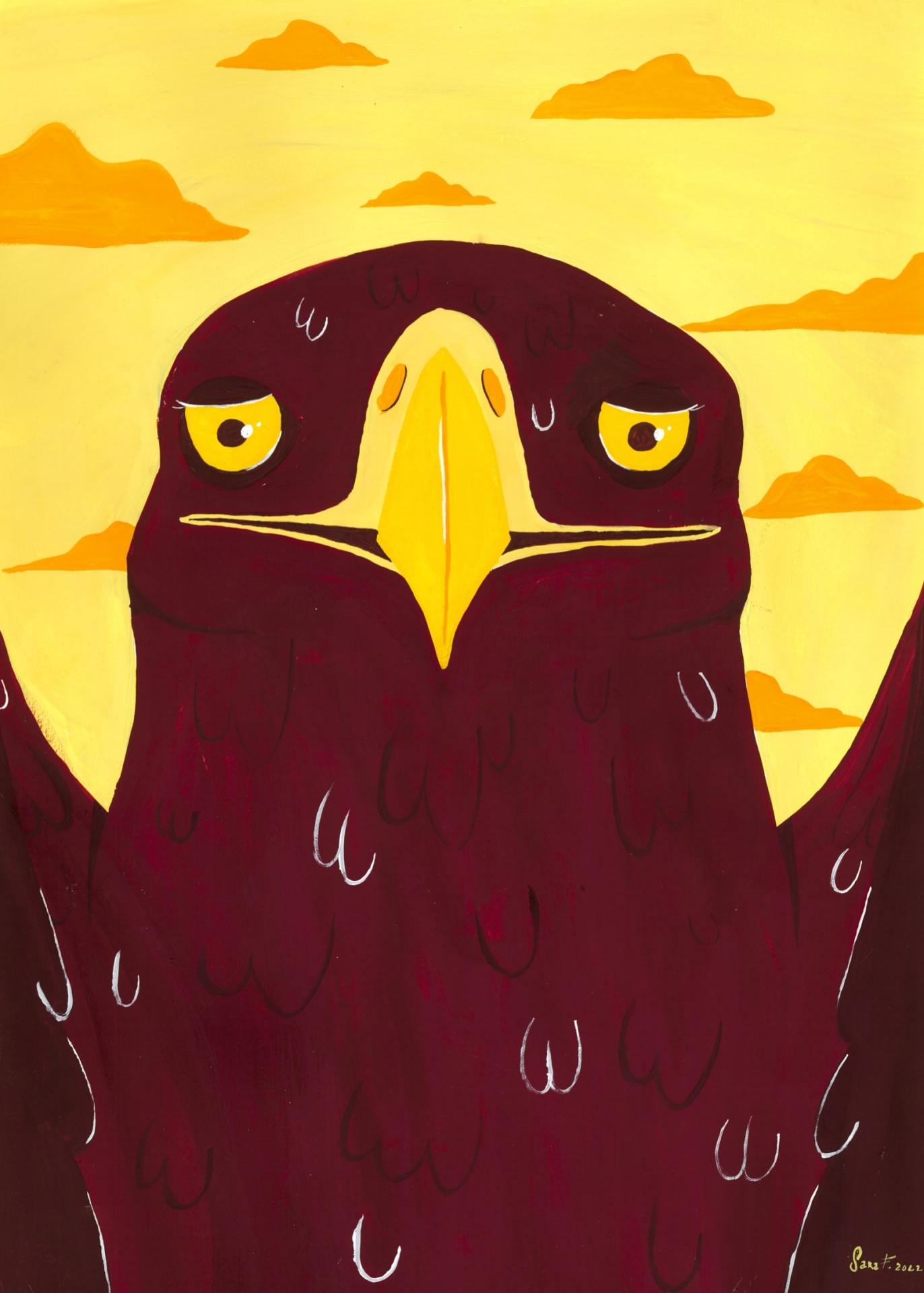 ILUSTRAÇÃO "ÁGUIA IMPERIAL IBÉRICA" SARA FELGUEIRAS Ilustração digital de águia castanho escuro com bico amarelo