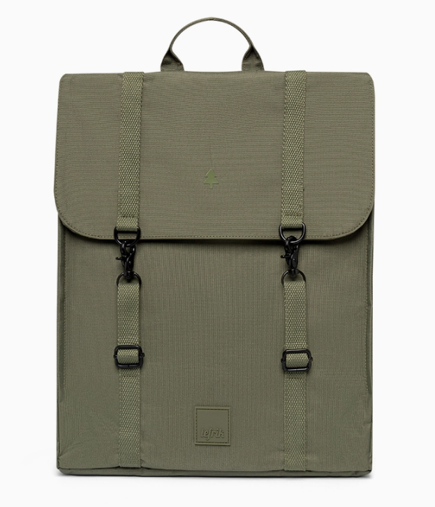 MOCHILA HANDY METAL LEFRIK Mochila verde oliva com fecho de aba e duas fivelas pretas