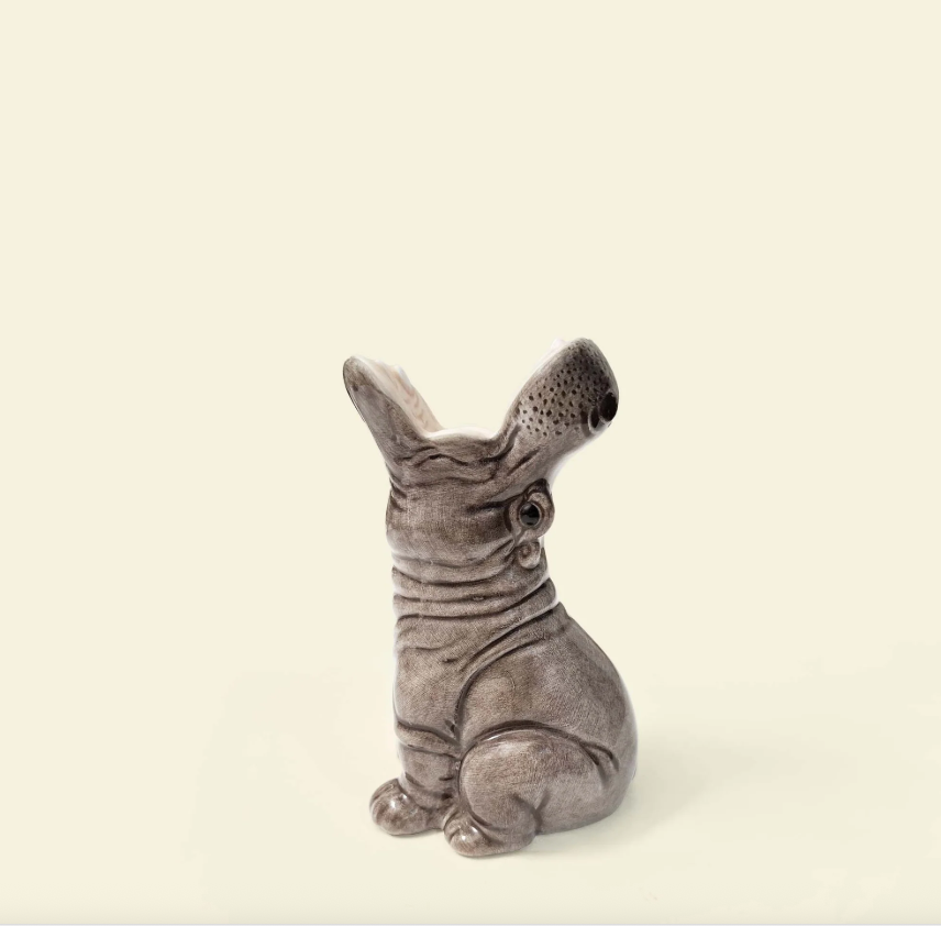 HUNGRY HIPPO SMALL VASE DONKEY Figura decorativa em cerâmica castanha em forma de cão sentado