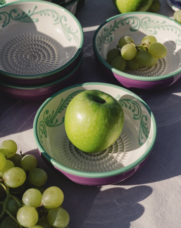 TAÇA RALADOR MÉDIA "VINTAGE ESMERALDA ALFAR TIERRA COCIDA Taças de cerâmica com maçã verde e uvas