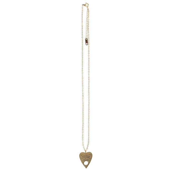 CARTÃO DE SAUDAÇÃO COM COLAR "OUIJA BOARD" SOMETHING DIFFERENT Colar dourado com pendente em forma de coração perfurado