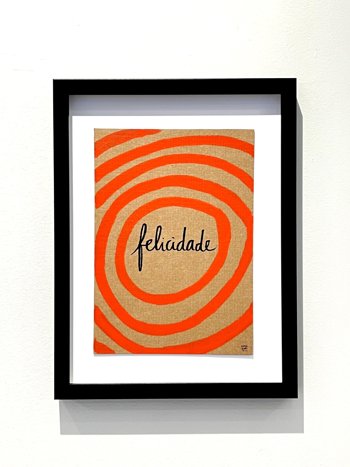 ORIGINAL COM MOLDURA "FELICIDADE" MARTA NUNES Quadro com ilustração e palavra 'felicidade' com moldura preta