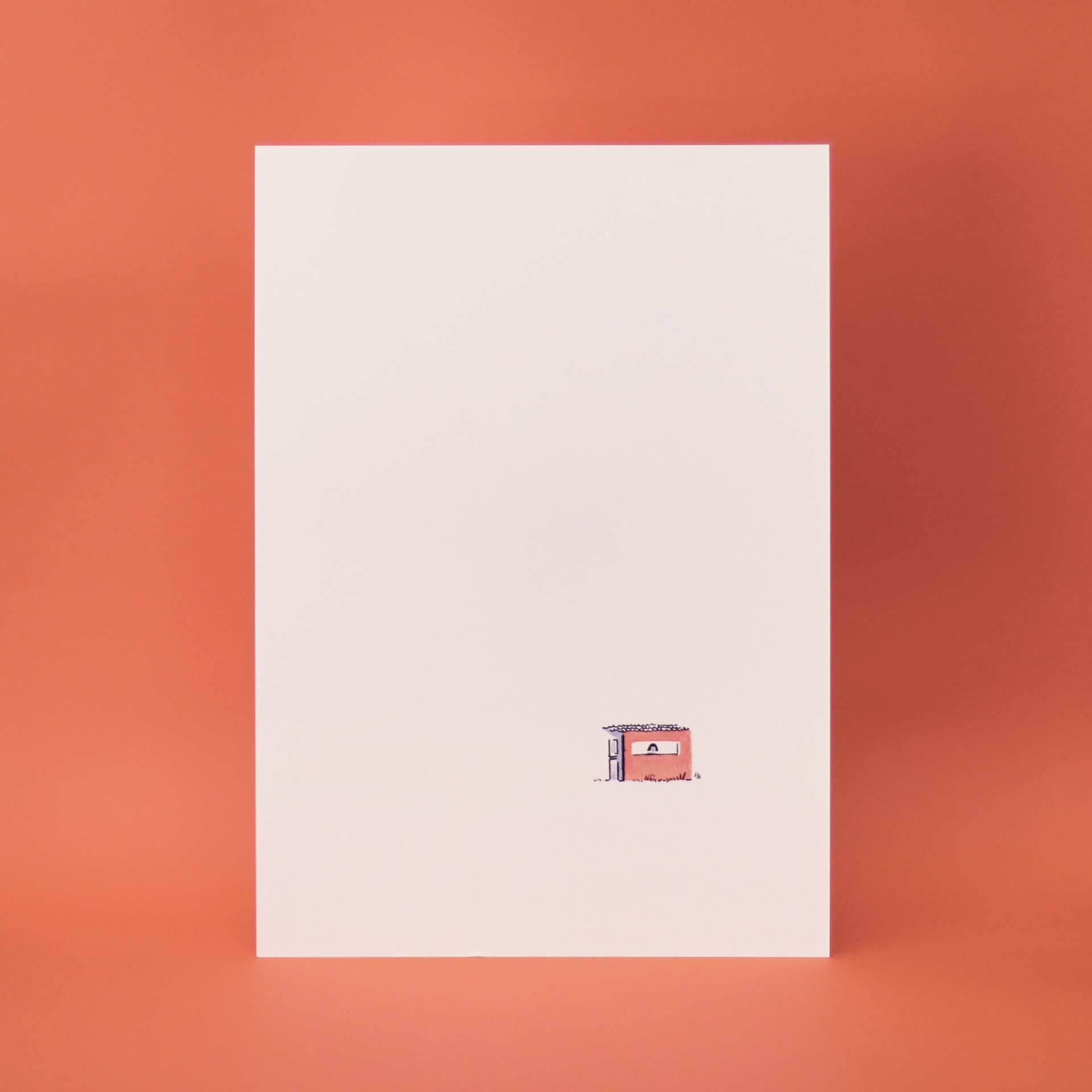 ILUSTRAÇÃO "HOME" GABRIELA ARAÚJO Cartão branco simples com desenho pequeno na parte inferior