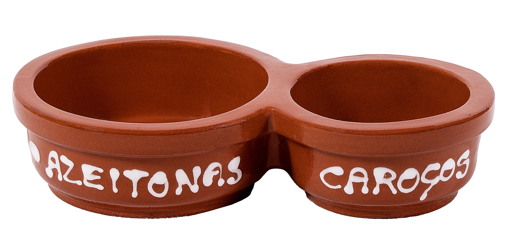 AZEITONEIRA PINTADA "Nº1" SOCERAMICA Recipiente de cerâmica com dois compartimentos para azeitonas e caroços