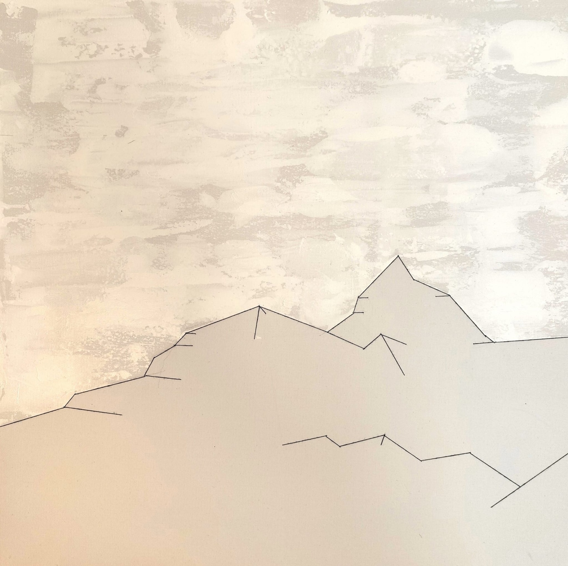 ORIGINAL "LINEA MONTIS" IVO TEIXEIRA Obra de arte minimalista com formas geométricas e fundo cinza claro texturizado