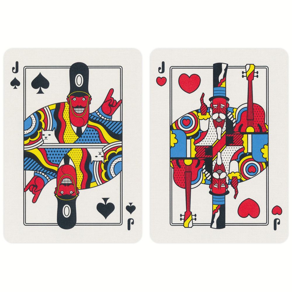 BARALHO DE CARTAS "YELLOW SUBMARINE, THE BEATLES " THEORY11 CARDSHOUSE Cartas de baralho valete de paus e valete de copas com design colorido e moderno