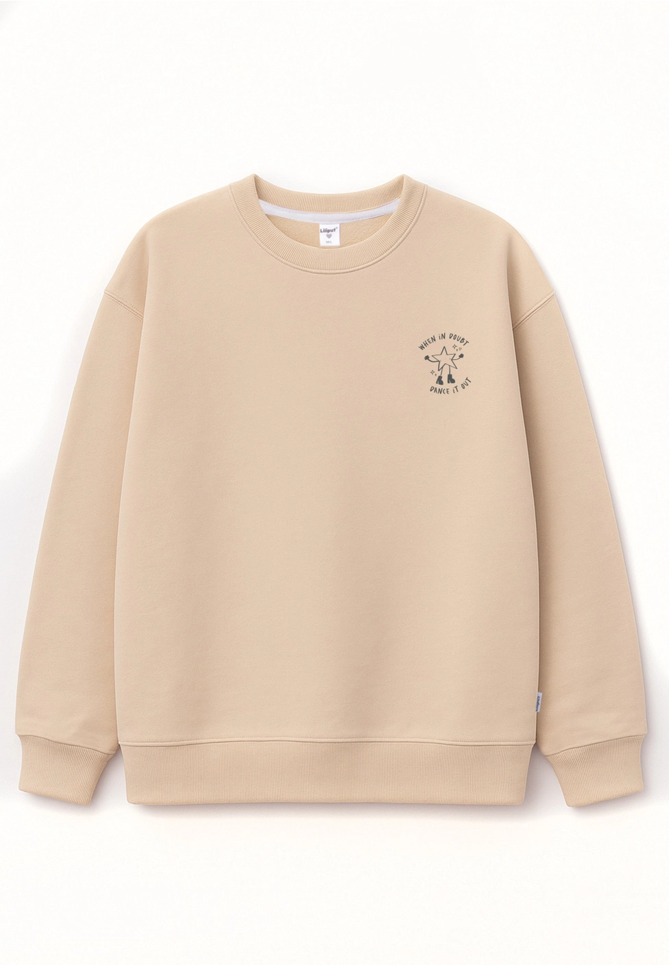 SWEAT ADULTO NO SLEEP CLUB BEGE LILIPUT Sweatshirt bege claro com estampa pequena e gola redonda