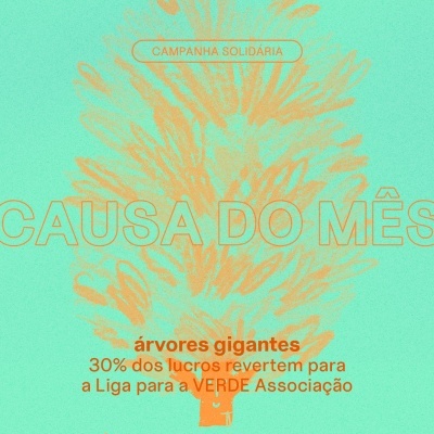 Ilustração de árvore em laranja com texto sobre fundo verde