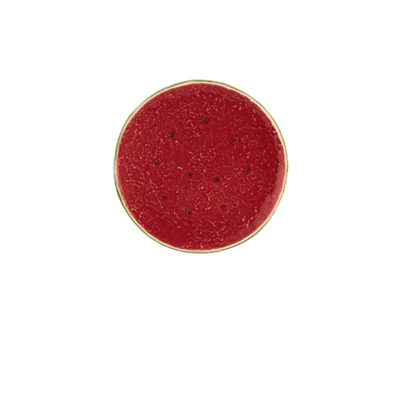 disco circular vermelho com orifícios pretos e textura granulada