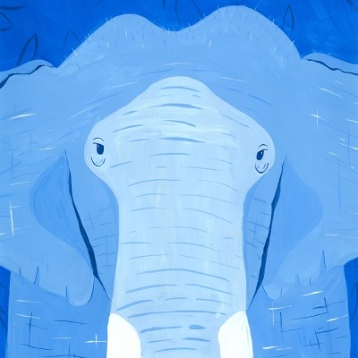 Pintura de elefante azul estilizado