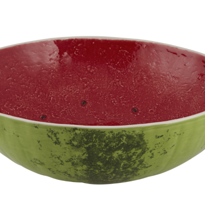 Taça decorativa redonda cerâmica verde e vermelha