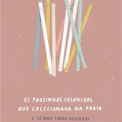 Ilustração de cotonetes coloridos com texto em português