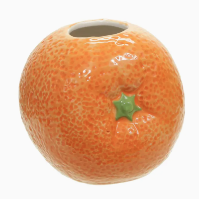 Vaso cerâmico laranja com formato de tangerina