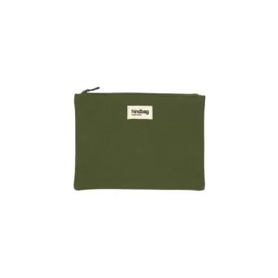 Bolsa nécessaire verde-oliva com fecho zip e etiqueta hindbag