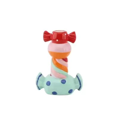 castiçal cerâmico colorido em forma de doces