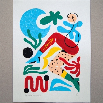 Ilustração abstrata colorida sobre papel