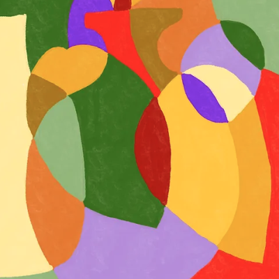 Imagem abstrata colorida com formas arredondadas e irregulares