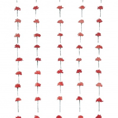 Padrão de 42 cravos vermelhos com caules verdes em fundo branco