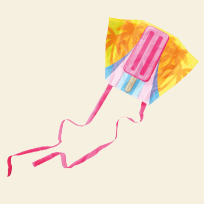 Pipa colorida com desenho de picolé rosa no centro