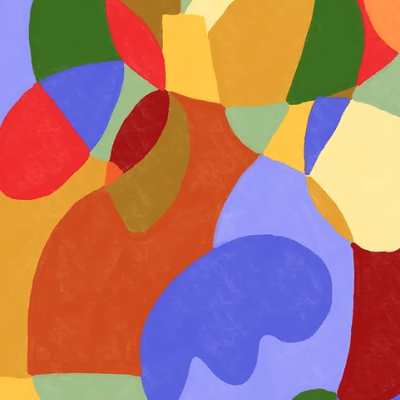 Imagem abstrata colorida com formas irregulares e diversas cores