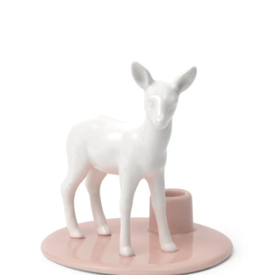 Castiçal em cerâmica com figura de veado