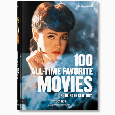 Capa de livro com imagem de mulher a fumar e texto em branco sobre filmes favoritos do século XX.