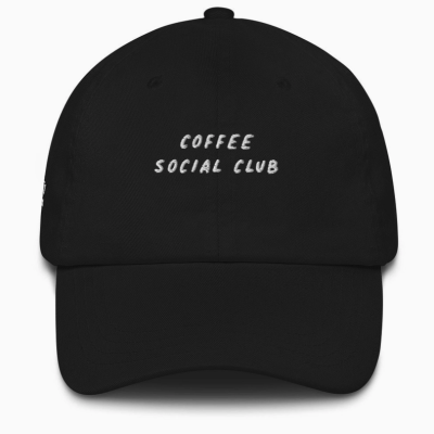 Boné preto com bordado 'COFFEE SOCIAL CLUB'