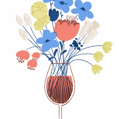 Ilustração de um copo com flores coloridas