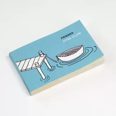 Livro azul claro com título 'PHINÉRO RITMO SUAVE' e ilustração de barco e cais