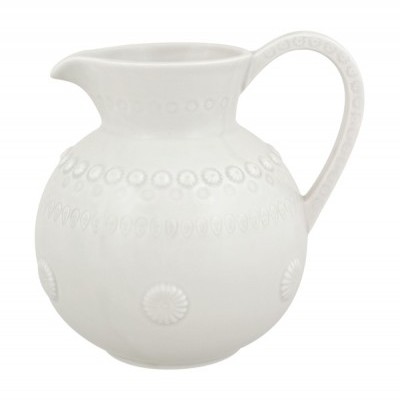 jarro cerâmica branca com padrões em relevo