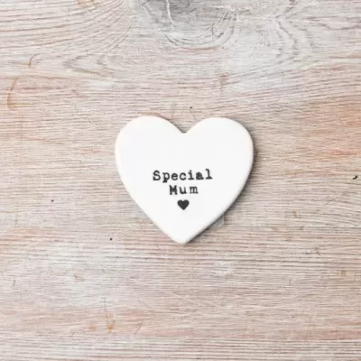 Coração branco de cerâmica com texto Special Mum