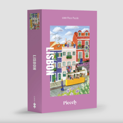 Caixa de puzzle Lisboa com 1000 peças e imagem de elétrico amarelo