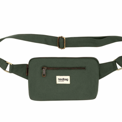 Bolsa de cintura verde com zíper e etiqueta hindbag