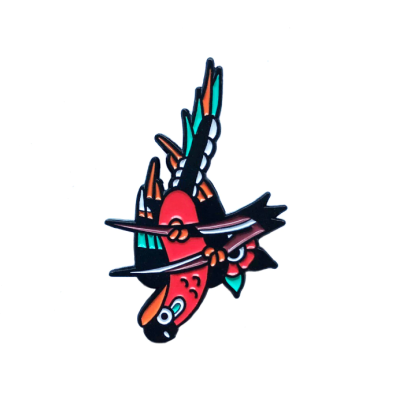 Alfinete esmaltado de pássaro colorido